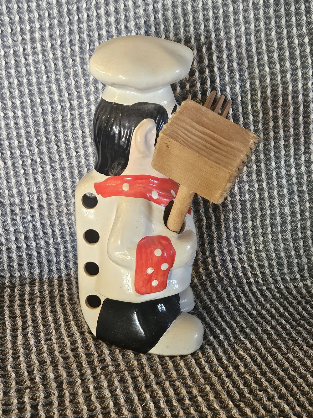Ceramic Chef Utensil Holder - White & Red